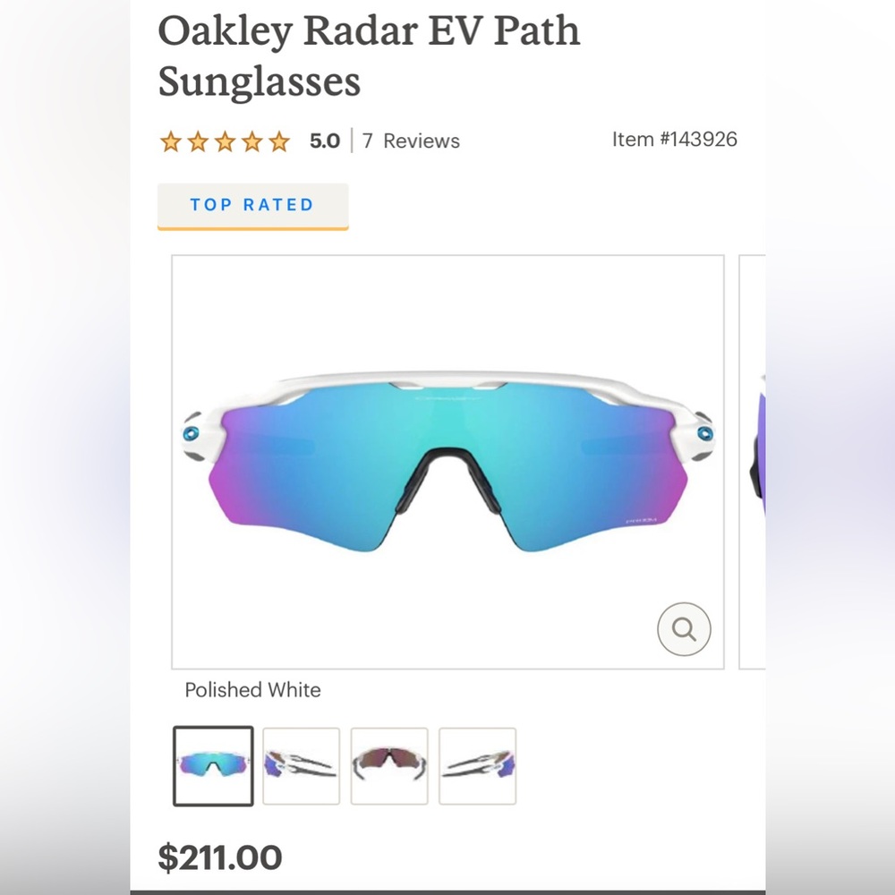 Oakley Sunglasses Radar White Frame w/ Prizm Sapphire Lenses